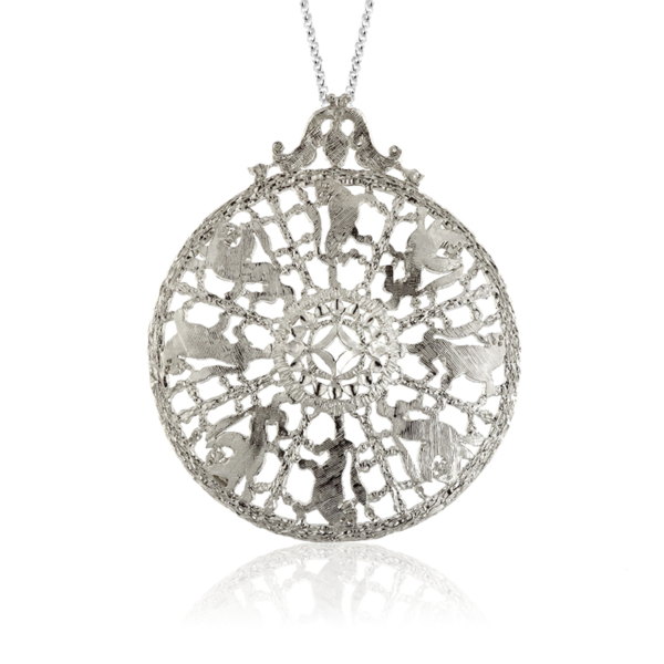 Pendente Danza dei Leoni e dei Grifoni grande con design mitologico.