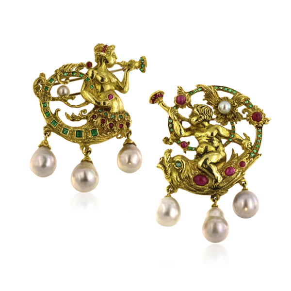 Spilla ispirata ad Hans Holbein, un gioiello raffinato dallo stile rinascimentale.