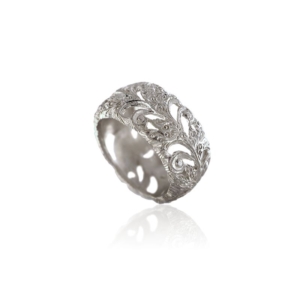 Artemis floral ring thick band