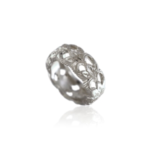 Anello floreale Giglio Bianco fascia bassa