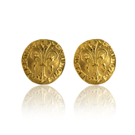 Orecchini fiorino d'oro giallo 18kt gigli