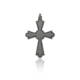 Croce San Pietro bugnata in lega argentata, con bracci trapezoidali ispirati al colonnato.